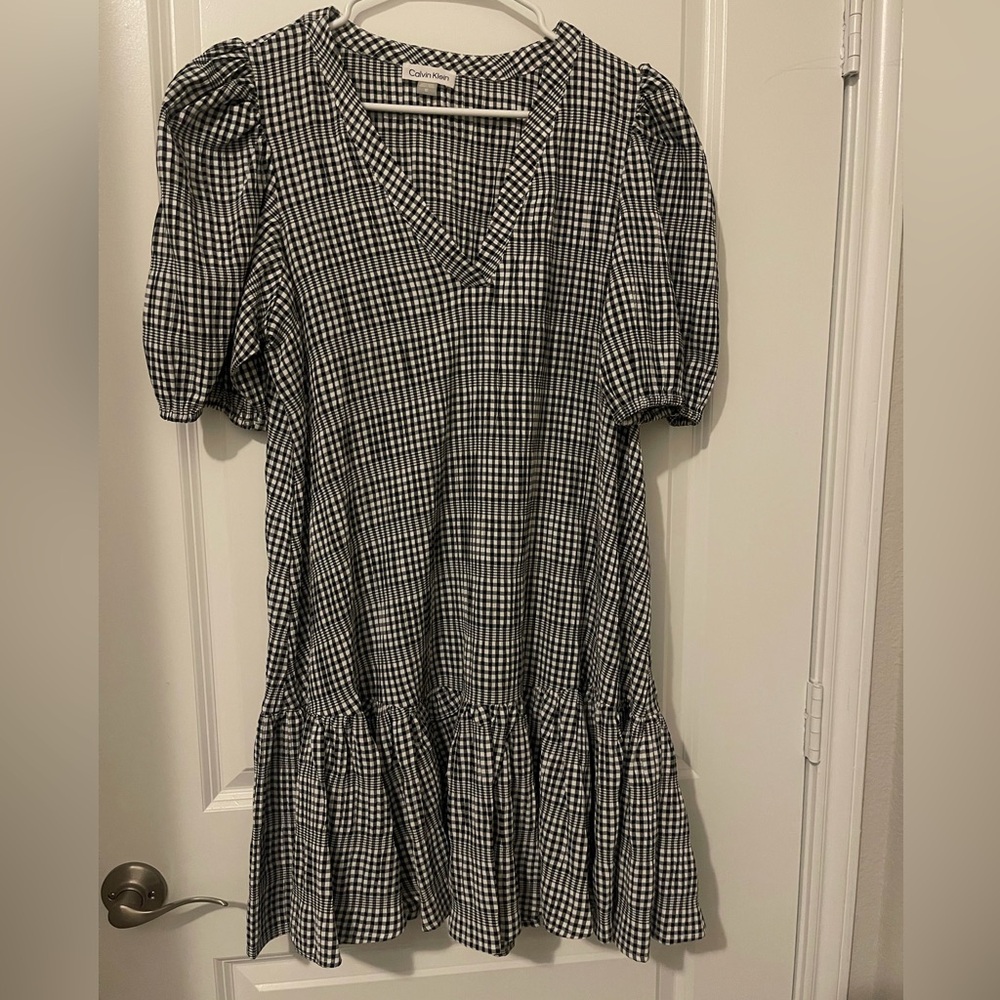 Calvin Klein Black and White Checkered Dress